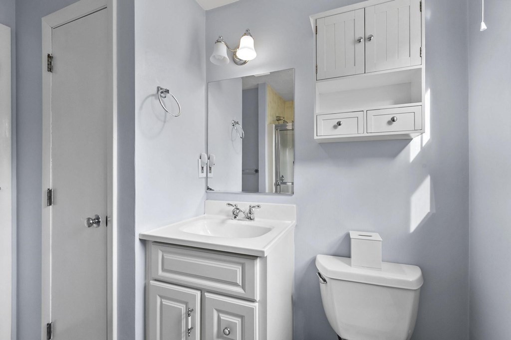 6 Dundee Road, Unit 6 Arlington, MA 02476 - Photo 19 of 29 a bathroom with a toilet sink and mirror