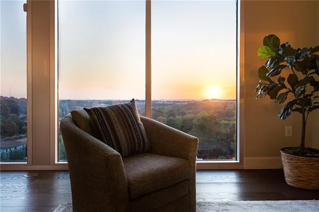 a view of balcony with furniture