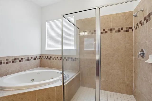 a bathroom with a bath tub and a shower