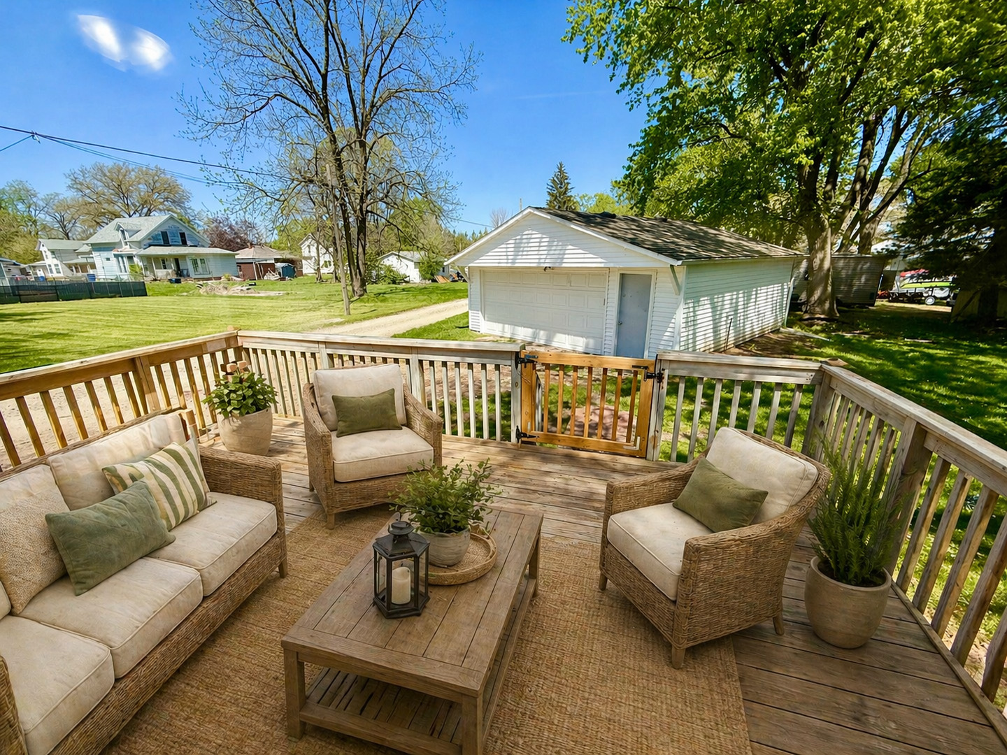 207 East Illinois Street Cambridge, IL 61238 - Photo 22 of 29 a view of a patio with couches chairs and a fire pit