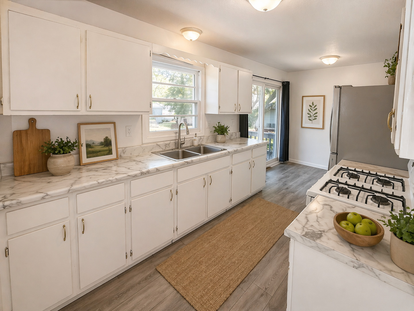 207 East Illinois Street Cambridge, IL 61238 - Photo 5 of 29 a kitchen with stainless steel appliances granite countertop a stove a sink and a granite counter tops with white cabinets