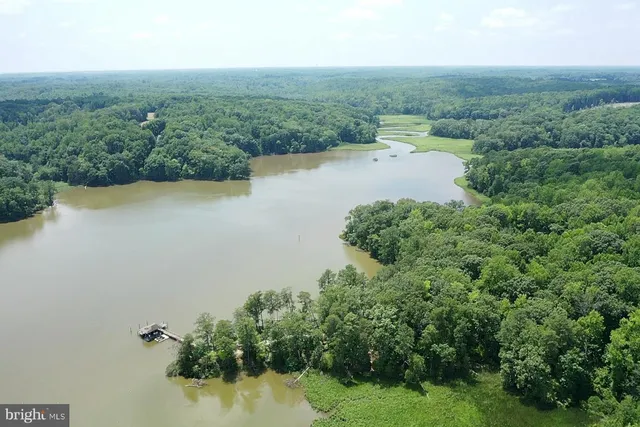 an aerial view of residential house with outdoor space and trees all around