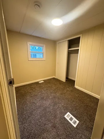 an empty room with a door