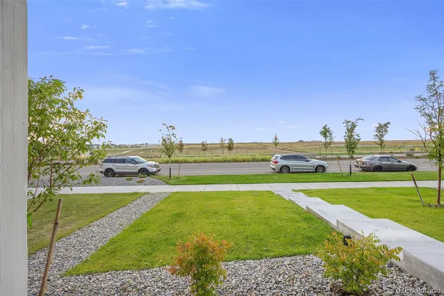 a view of a big yard with a swimming pool