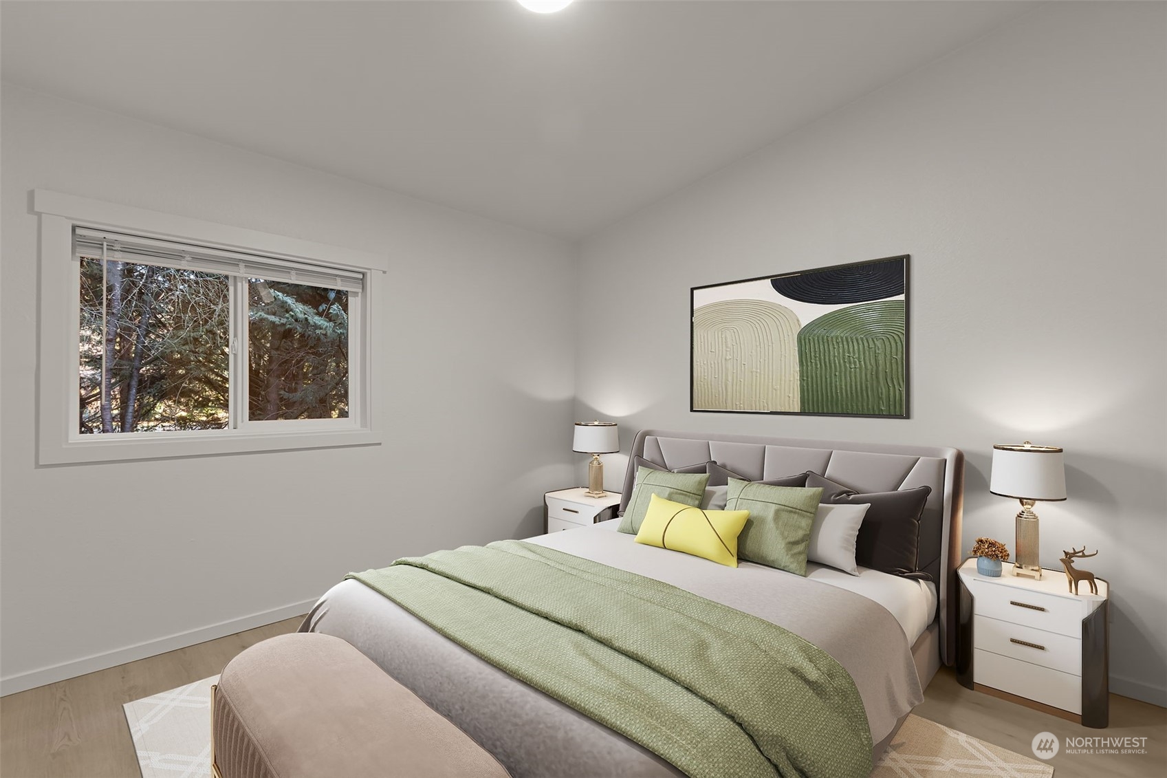 12017 Chappel Road Arlington, WA 98223 - Photo 17 of 40 a bedroom with a bed and lamp with window