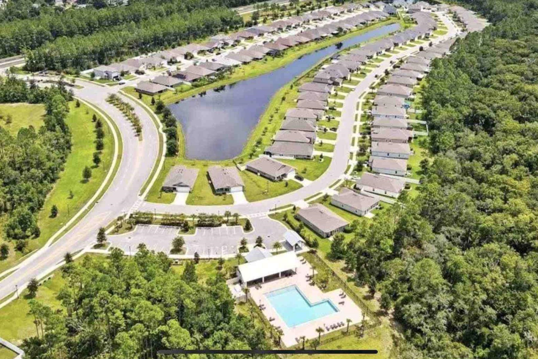 25 Rivertown Road Palm Coast, FL 32137 - Photo 32 of 40 an aerial view of a swimming pool with a yard