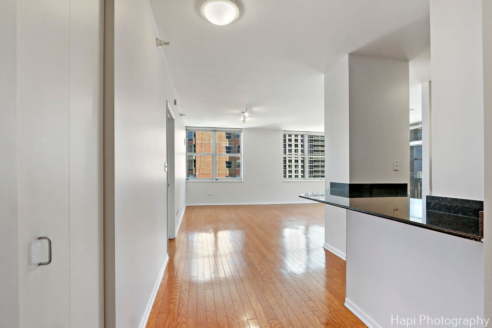 21 West Chestnut Street, Unit 1509 Chicago, IL 60610 - Photo 6 of 34 a view of an empty room with wooden floor and a window