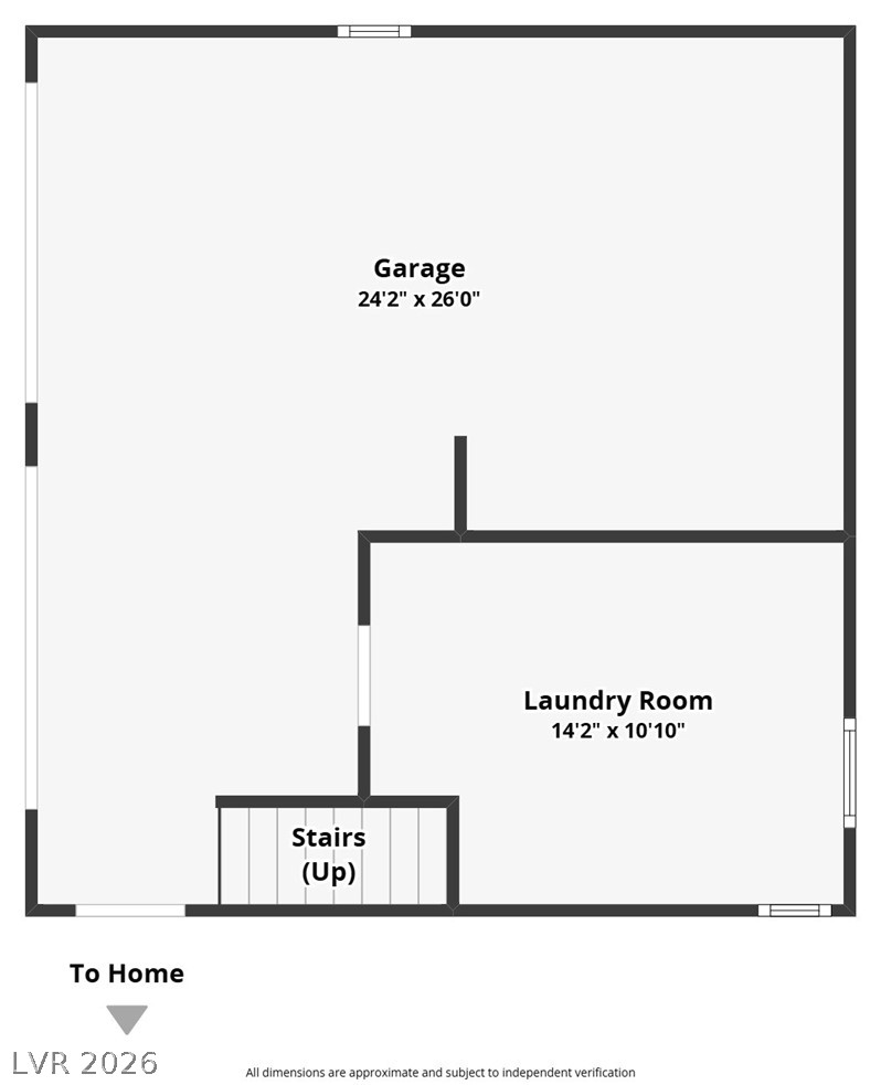 1831 West Horn Road Pahrump, NV 89048 - Photo 58 of 59 A clear floor plan outlines the spacious garage, dedicated laundry room, and central stairs.