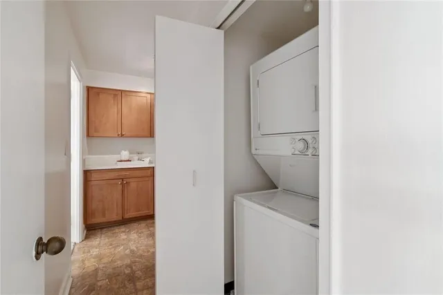 a view of a building from a balcony