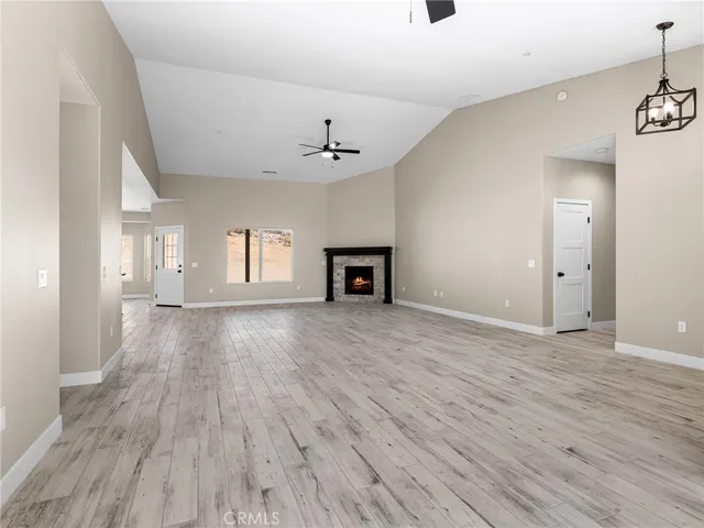 a living room with a fireplace