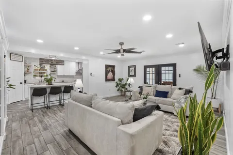 a kitchen with a sink cabinets and counter space