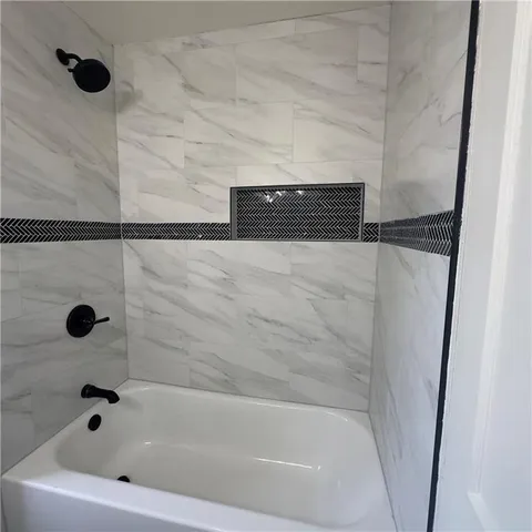 a bathroom with a bathtub