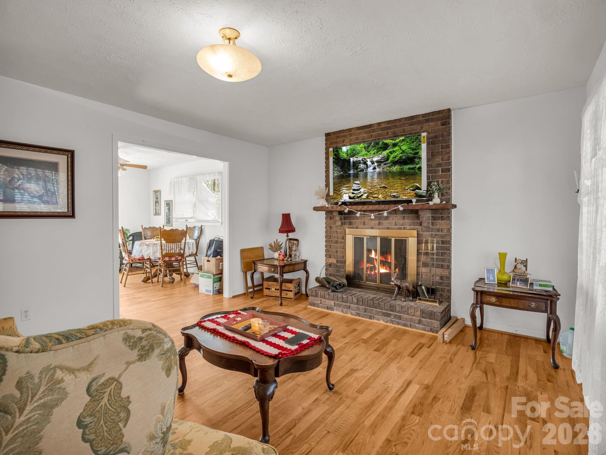 755 Mt Olivet Road Zirconia, NC 28790 - Photo 5 of 35 a living room with furniture and a fireplace