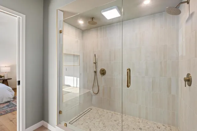 a bathroom with a shower