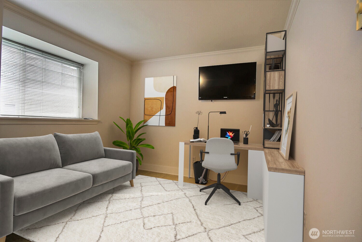 5409 South 237th Place, Unit 164 Kent, WA 98032 - Photo 16 of 25 a living room with furniture and a flat screen tv