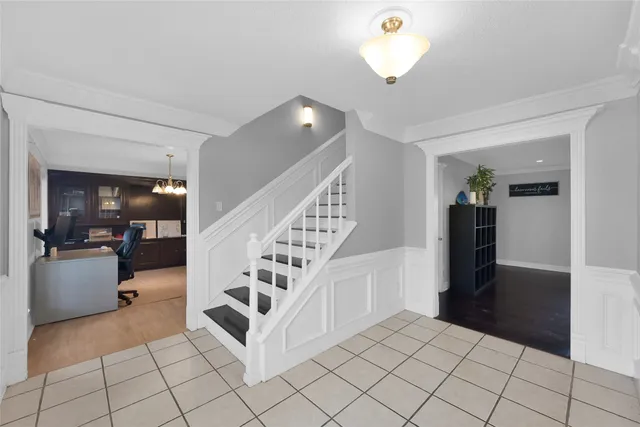 a view empty room with window and stairs