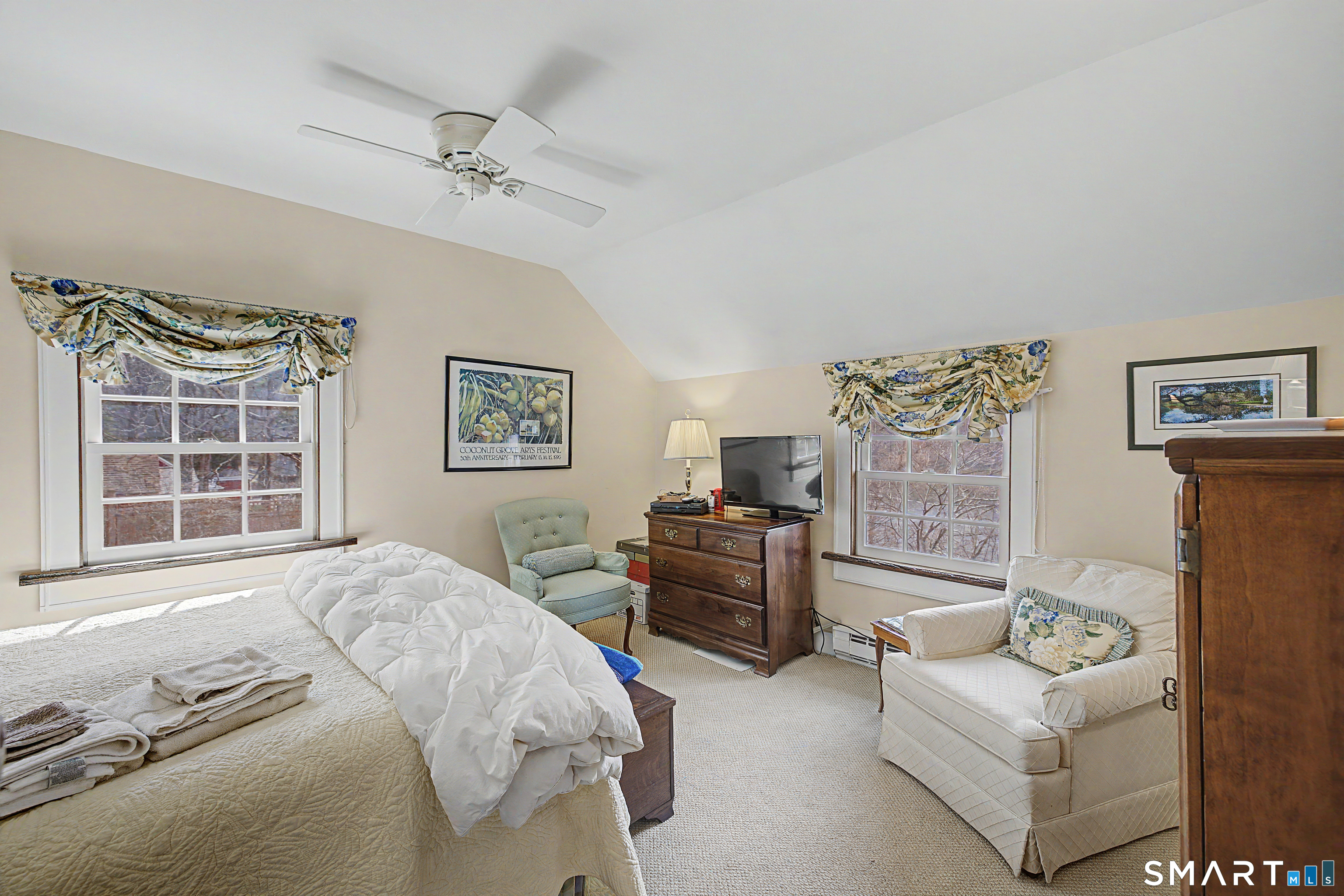 75 Lake Lillinonah Road North Bridgewater, CT 06752 - Photo 14 of 18 a bedroom with a bed couch and a window
