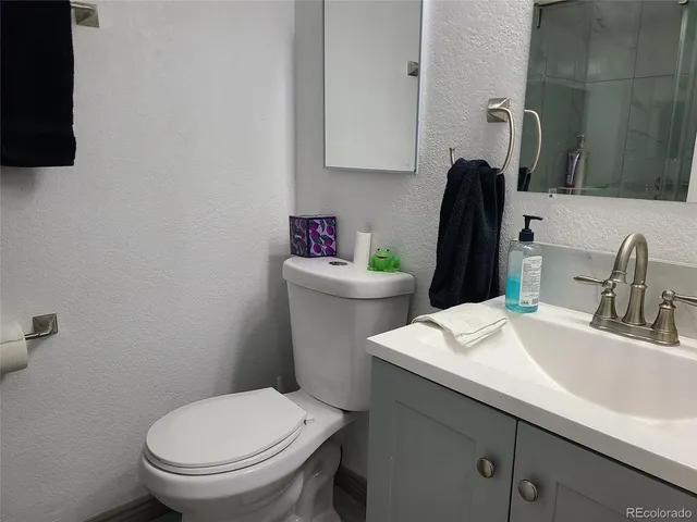 a bathroom with a sink toilet and vanity