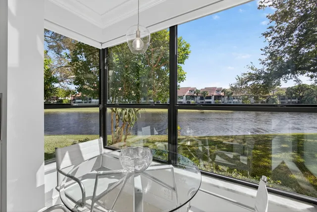 a view of a lake from a balcony