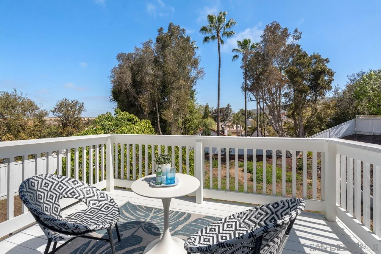 7914 Corte Cardo Carlsbad, CA 92009 - Photo 36 of 61 a view of balcony with wooden floor and outdoor seating