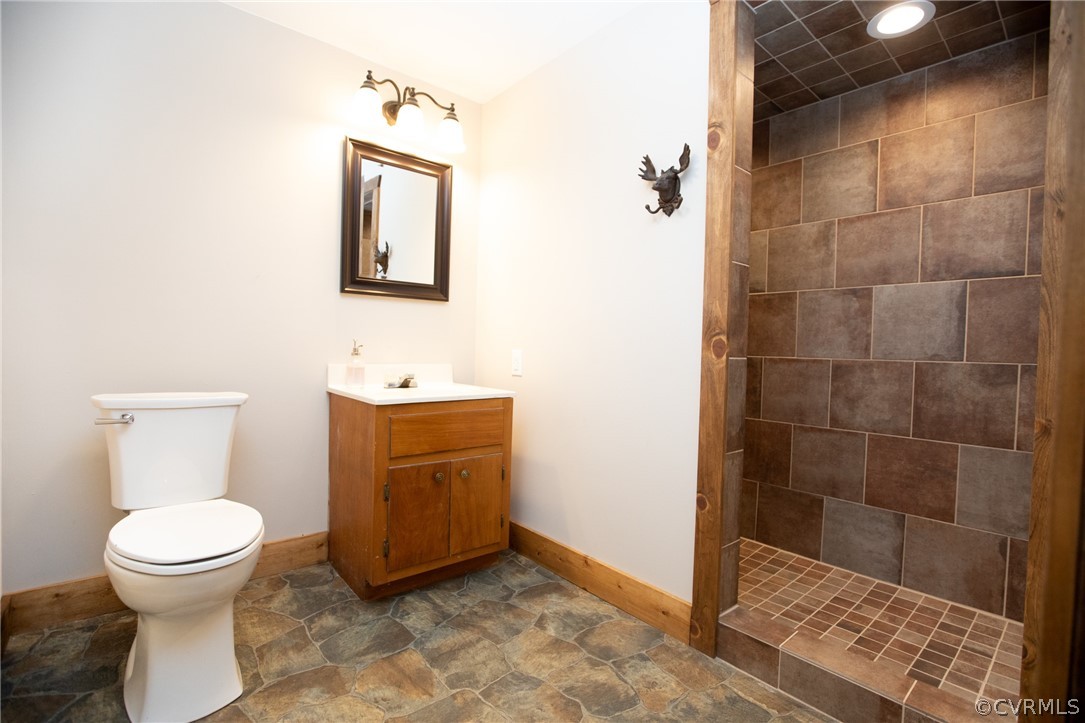 2232 Mt Pleasant Road Pamplin, VA 23958 - Photo 35 of 50 a bathroom with a toilet a sink and mirror
