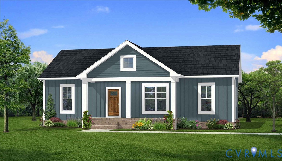 front view of a house with a yard