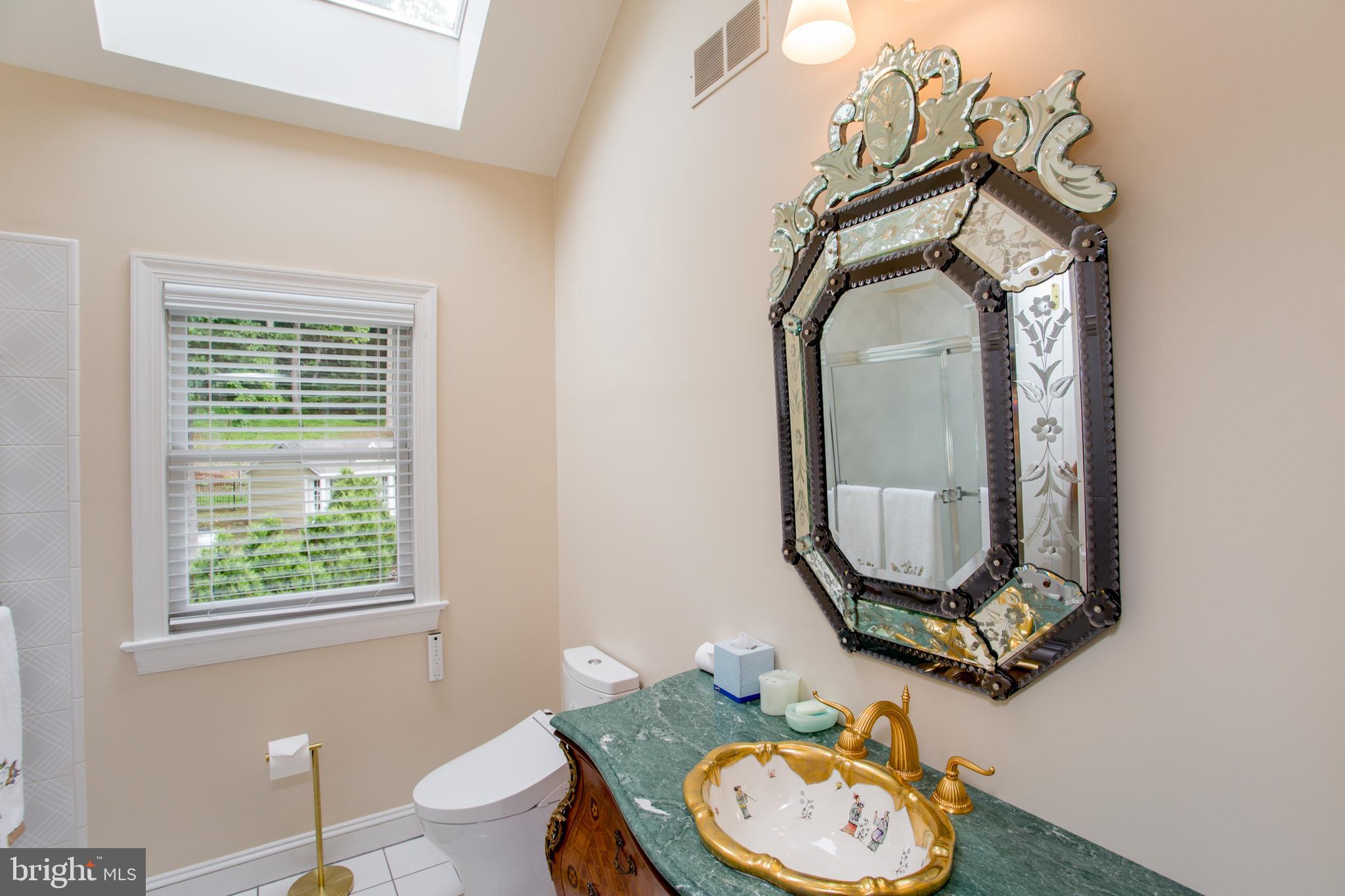 5584 Lower Mountain Road New Hope, PA 18938 - Photo 28 of 58 a bathroom with a toilet mirror vanity and a window