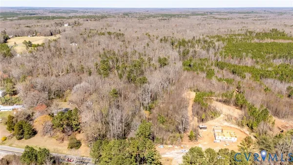 a view of a city with lush green forest