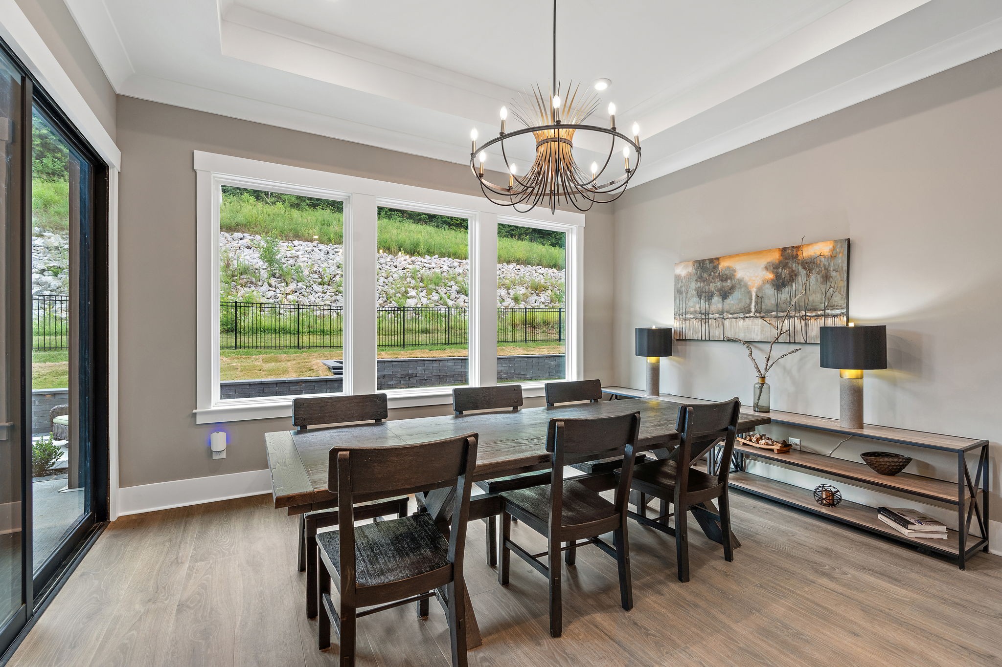 7276 Murrel Drive Franklin, TN 37064 - Photo 19 of 62 a view of a dining room with furniture wooden floor and chandelier