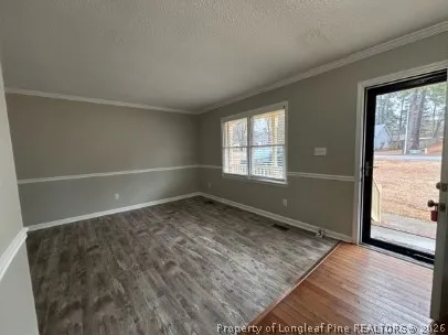 an empty room with windows
