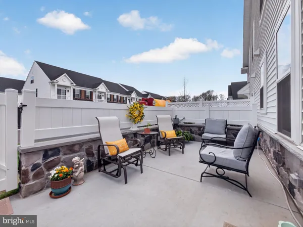 a outdoor space with lots of furniture