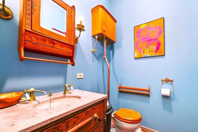 a view of a storage room with furniture