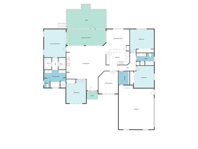 a view of a room with a large window