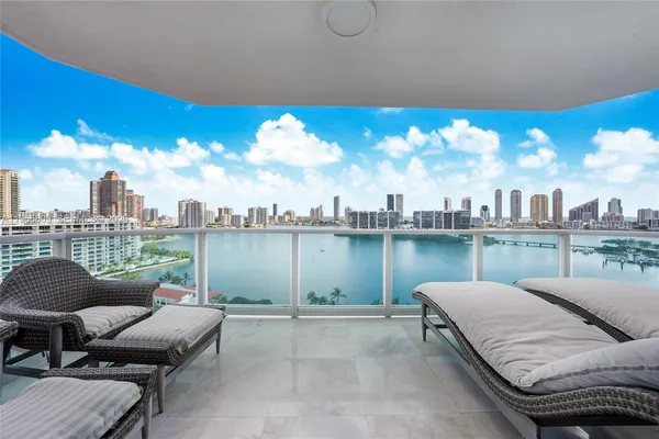 a balcony with city view