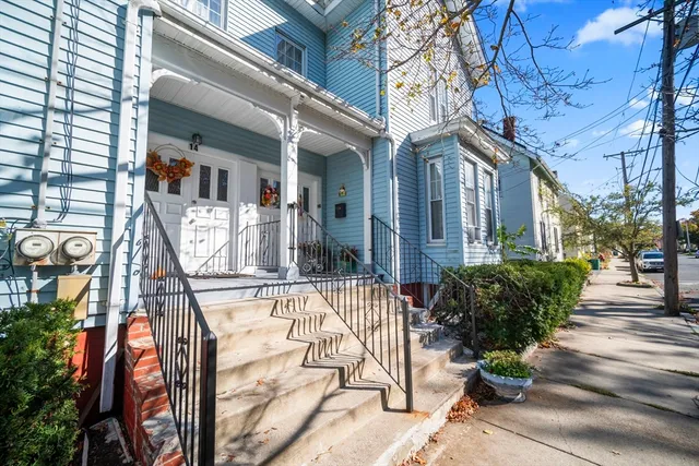 a view of a building with a bench