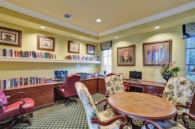 a picture of a park with furniture and windows