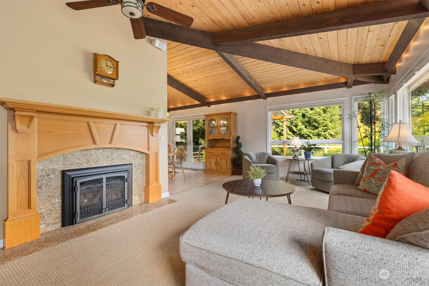 555 East Hemmi Road Lynden, WA 98264 - Photo 3 of 40 a living room with furniture a fireplace and a large window