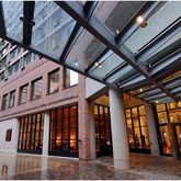 a view of an entrance of the building