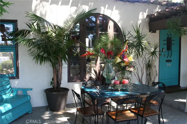 a view of a porch with a yard