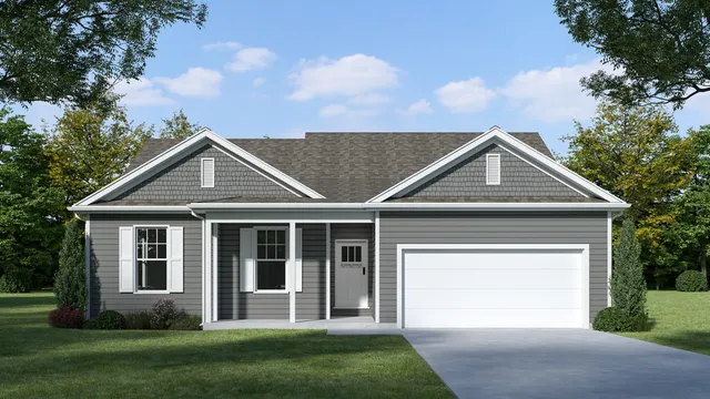 front view of a house with a yard