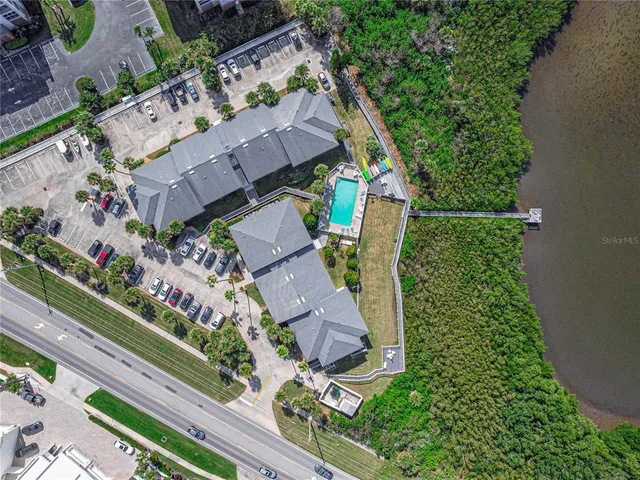 a city view with tall buildings