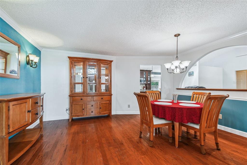 6006 Redhawk Drive New Port Richey, FL 34655 - Photo 12 of 90 a dining room with furniture a chandelier and wooden floor