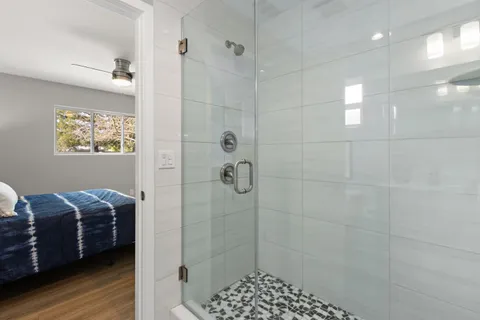 a bathroom with a shower