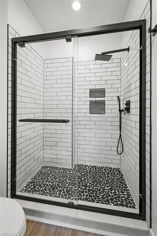 a bathroom with a shower