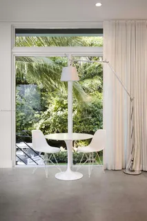 a room with a large window