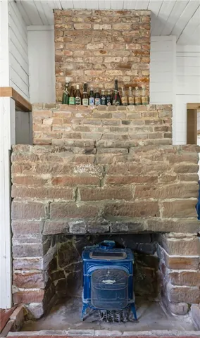 a view of a hallway with windows