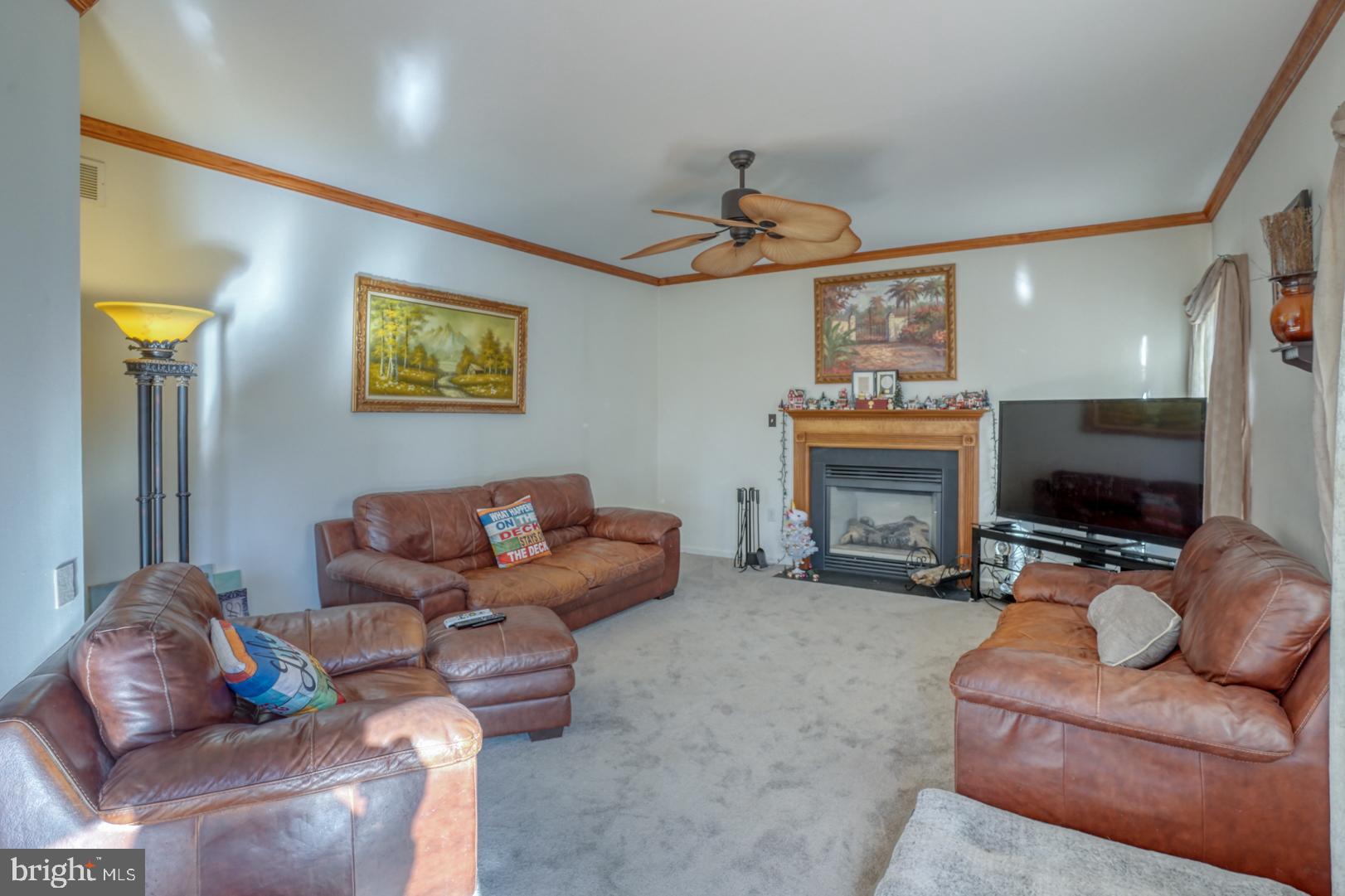 226 York Drive Smyrna, DE 19977 - Photo 18 of 60 a living room with furniture a flat screen tv and a fireplace