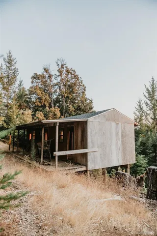 a living room with furniture and a lamp