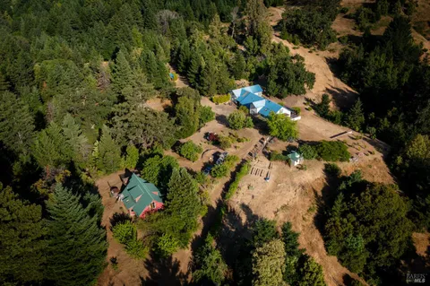 a view of a lush green space with sea