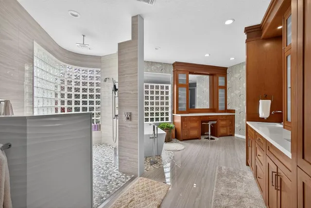 a bathroom with a shower